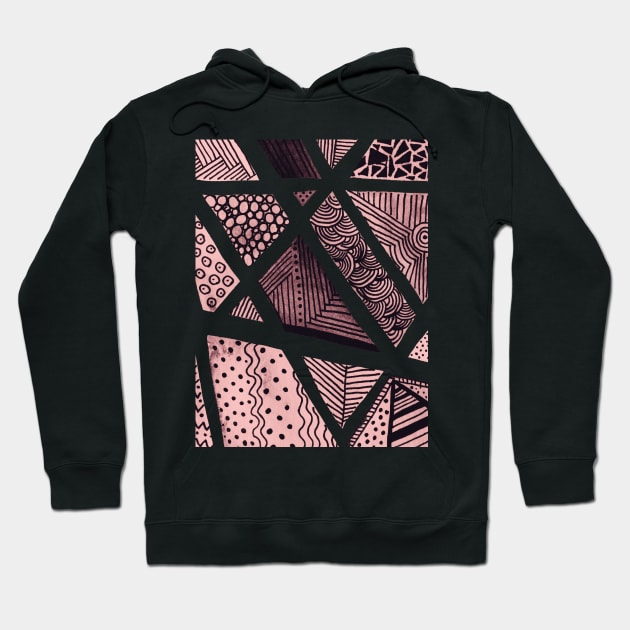 Geometric doodles - pink and black Hoodie by wackapacka